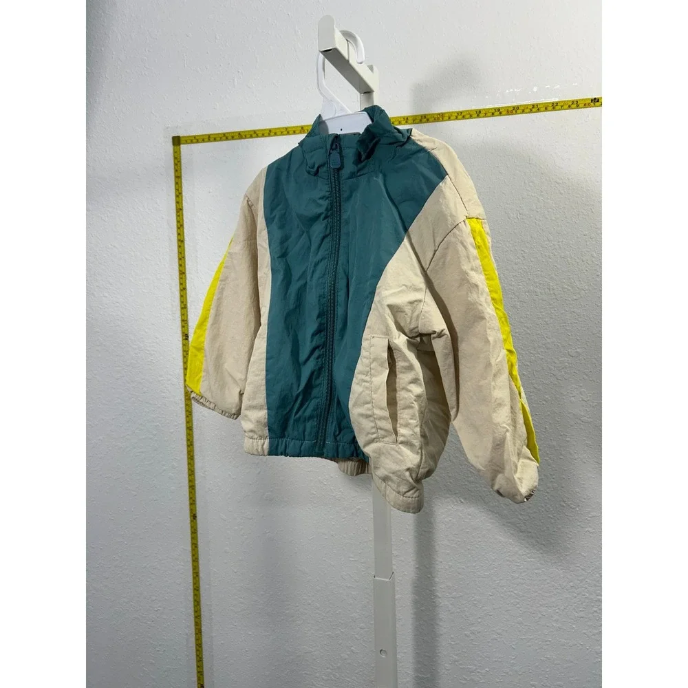 Zara Kids Colorblock Windbreaker Jacket Teal‎ Cream Yellow 12-18 Months